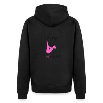 Wenn es einfach ist, ist es kein Pilates - Unisex Premium Bio Zip Hoodie - Schwarz - Hinten - Nico (187cm)