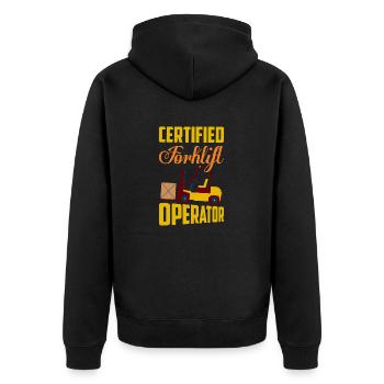 Certified Forklift Operator Lifting Warehouse - Unisex Premium Organic Zip Hoodie - black - Back - Nico (187cm)