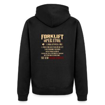 Forklift Operator Noun Operator Forklifter Driver - Unisex Premium Bio Zip Hoodie - Schwarz - Hinten - Nico (187cm)
