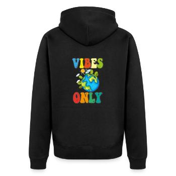 Vibes Only - Unisex Premium Bio Zip Hoodie - Schwarz - Hinten - Nico (187cm)