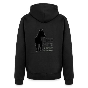 Das Leben mit einem Ratler ist das Beste - Unisex Premium Bio Zip Hoodie - Schwarz - Hinten - Nico (187cm)