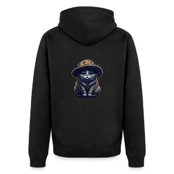 Chat potelé avec chapeau de champignon - Veste à capuche bio Premium Unisexe - noir - Dos - Nico (187cm)
