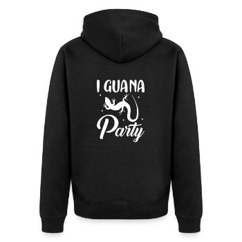 I Guana Party Lizard Lover Reptile - Unisex Premium Organic Zip Hoodie - black - Back - Nico (187cm)