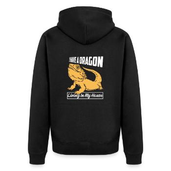 I Have A Dragon Living In My House Reptile Lizard - Unisex Premium Bio Zip Hoodie - Schwarz - Hinten - Nico (187cm)