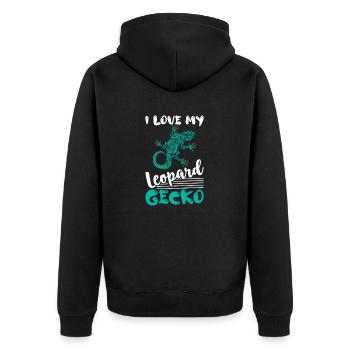 I Love My Leopard Gecko Lizard Lover Reptile - Unisex Premium Organic Zip Hoodie - black - Back - Nico (187cm)