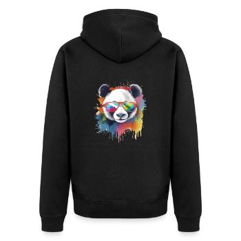 Ikko the bespectacled panda - Unisex Premium Organic Zip Hoodie - black - Back - Nico (187cm)