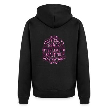 Difficult paths often lead to beautiful goals - Unisex Premium Organic Zip Hoodie - black - Back - Nico (187cm)