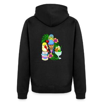 Budgie Ice Cream Ice Cream - Unisex Premium Organic Zip Hoodie - black - Back - Nico (187cm)