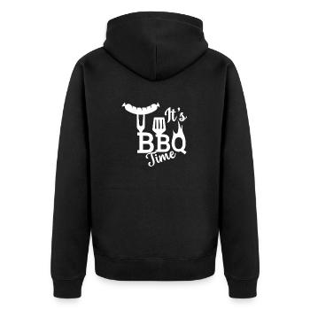 It's BBQ Time Smoker Barbecue Grilling - Unisex Premium Bio Zip Hoodie - Schwarz - Hinten - Nico (187cm)