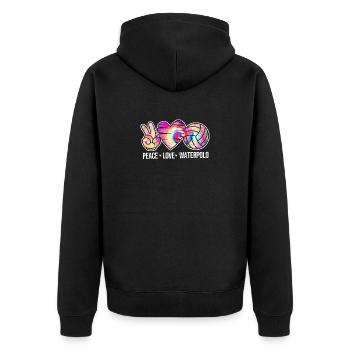Peace Love Water Polo Funny Water Polo Pool - Unisex Premium Organic Zip Hoodie - black - Back - Nico (187cm)