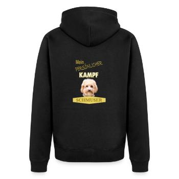 Persönlicher Kampfschmuser - Zwergpudel - Unisex Premium Bio Zip Hoodie - Schwarz - Hinten - Nico (187cm)