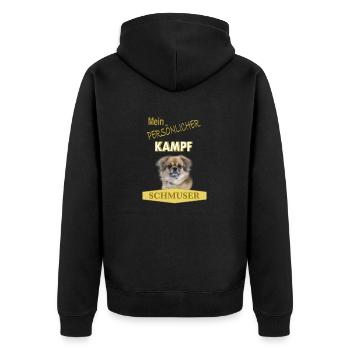 Persönlicher Kampfschmuser - Tibet Spaniel - Unisex Premium Bio Zip Hoodie - Schwarz - Hinten - Nico (187cm)