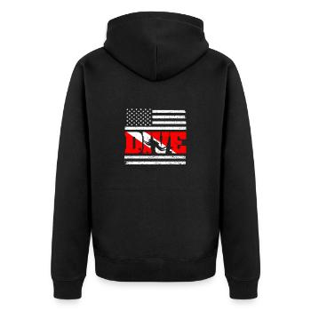 Plongée drapeau américain Plongée US Patriot - Veste à capuche bio Premium Unisexe - noir - Dos - Nico (187cm)