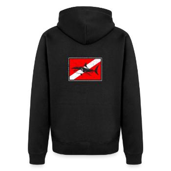 Dive Shark Diver Down Flag Scuba Diving Master - Unisex Premium Bio Zip Hoodie - Schwarz - Hinten - Nico (187cm)