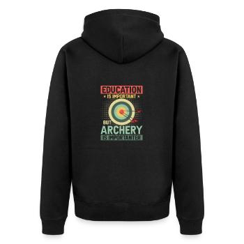 Education Is Important But Archery Is Importanter - Unisex Premium Bio Zip Hoodie - Schwarz - Hinten - Nico (187cm)