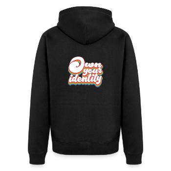 Pride Month LGBTQ - Own Your Identity - Unisex Premium Organic Zip Hoodie - black - Back - Nico (187cm)