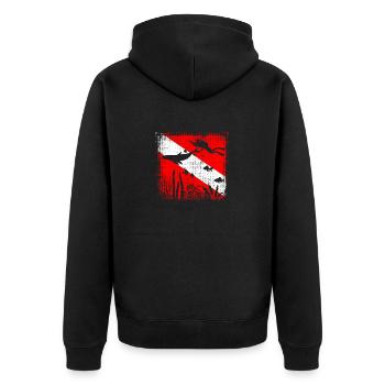 Scuba Dive Flag Tieftauchen Divemaster Tauchlehrer - Unisex Premium Bio Zip Hoodie - Schwarz - Hinten - Nico (187cm)