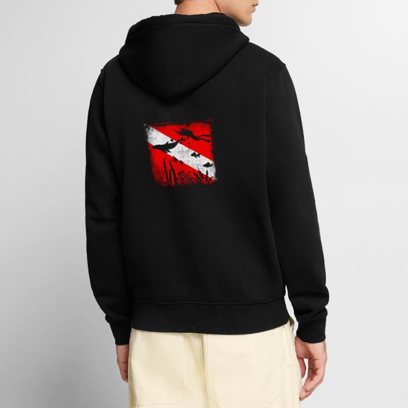Scuba Dive Flag Deep Diving Divemaster Instructor Unisex Premium Organic Zip Hoodie