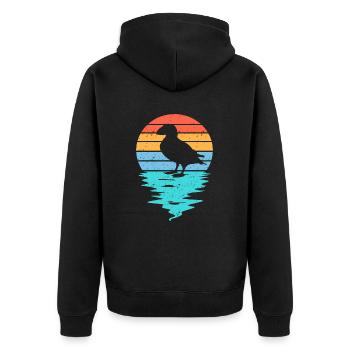 Silhouette de macareux coupée en mer - Veste à capuche bio Premium Unisexe - noir - Dos - Nico (187cm)