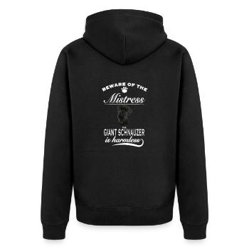 Beware of the mistress, harmless Giant Schnauzer - Unisex Premium Organic Zip Hoodie - black - Back - Nico (187cm)