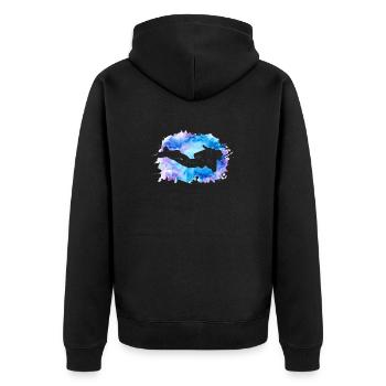Tauchen Retro Aquarell Unterwasser Apnoe Taucher - Unisex Premium Bio Zip Hoodie - Schwarz - Hinten - Nico (187cm)