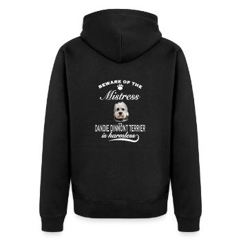 Beware mistress, harmless Dandie Dinmont Terrier - Unisex Premium Bio Zip Hoodie - Schwarz - Hinten - Nico (187cm)
