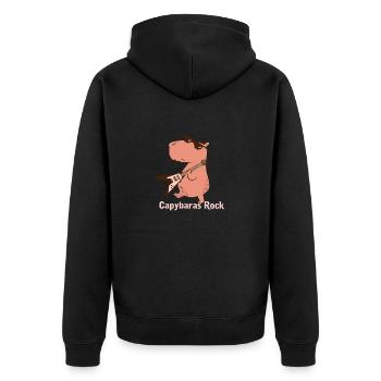 Capybaras Rock Capybara Rodent Mammal - Unisex Premium Bio Zip Hoodie - Schwarz - Hinten - Nico (187cm)