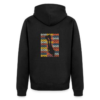 Tauchen Retro Vintage Tauchen Silhouette Ozean - Unisex Premium Bio Zip Hoodie - Schwarz - Hinten - Nico (187cm)