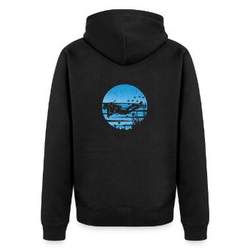 Retro Scuba Diver Silhouette Vintage Underwater - Unisex Premium Organic Zip Hoodie - black - Back - Nico (187cm)
