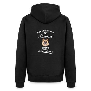 Beware of the master, harmless Akita - Unisex Premium Bio Zip Hoodie - Schwarz - Hinten - Nico (187cm)