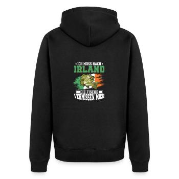 Ich Muss Nach Irland Die Fische Vermissen Mich - Unisex Premium Bio Zip Hoodie - Schwarz - Hinten - Nico (187cm)