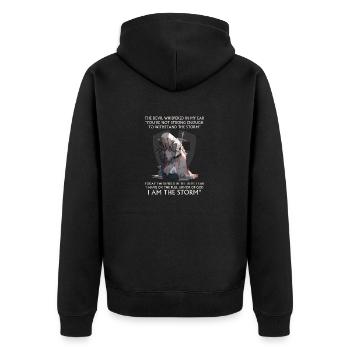 Christlicher Bibelvers Religiöses Kreuz Anime Cool - Unisex Premium Bio Zip Hoodie - Schwarz - Hinten - Nico (187cm)
