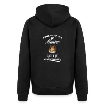 Beware of the master, harmless Collie - Unisex Premium Bio Zip Hoodie - Schwarz - Hinten - Nico (187cm)