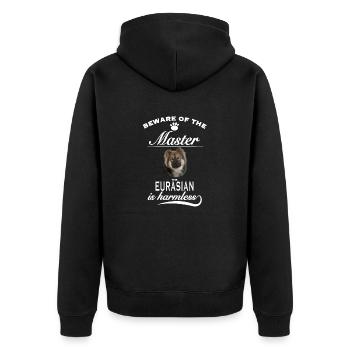 Beware of the master, harmless Eurasian - Unisex Premium Organic Zip Hoodie - black - Back - Nico (187cm)