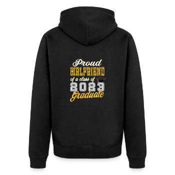 Graduation 2023 - Fière petite amie d’une classe de 2 - Veste à capuche bio Premium Unisexe - noir - Dos - Nico (187cm)