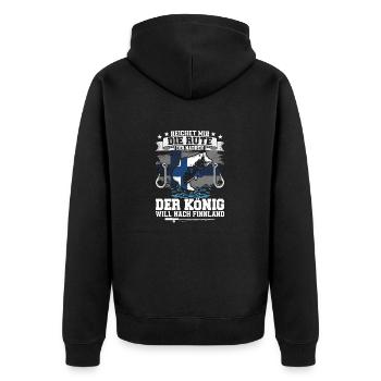 Reichet Mir Die Rute Der König Will Nach Finnland - Unisex Premium Bio Zip Hoodie - Schwarz - Hinten - Nico (187cm)
