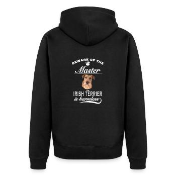 Beware of the master, harmless Irish Terrier - Unisex Premium Bio Zip Hoodie - Schwarz - Hinten - Nico (187cm)