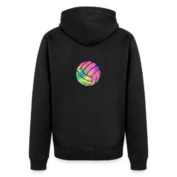 Aquarell Volleyball Liebhaber Fan Trainer Team - Unisex Premium Bio Zip Hoodie - Schwarz - Hinten - Nico (187cm)