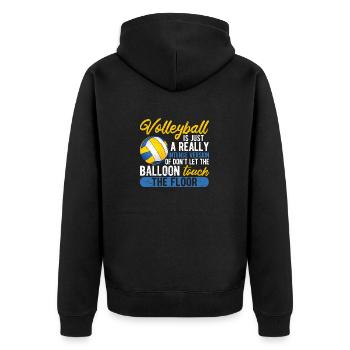 Volleyball ist nur eine wirklich intensive Version - Unisex Premium Bio Zip Hoodie - Schwarz - Hinten - Nico (187cm)