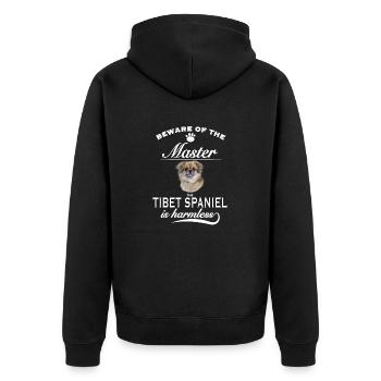 Beware of the master, harmless Tibet Spaniel - Unisex Premium Bio Zip Hoodie - Schwarz - Hinten - Nico (187cm)