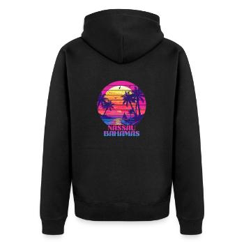 Sonnenuntergang Nassau Bahamas Palme Sommerinsel - Unisex Premium Bio Zip Hoodie - Schwarz - Hinten - Nico (187cm)