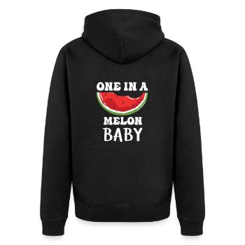 One in a melon baby Watermelon - Unisex Premium Bio Zip Hoodie - Schwarz - Hinten - Nico (187cm)