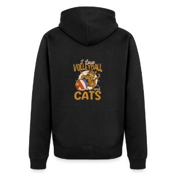 Ich liebe Volleyball und Katzen Kitty Workout - Unisex Premium Bio Zip Hoodie - Schwarz - Hinten - Nico (187cm)
