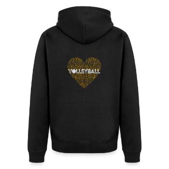 Volleyball Liebhaber Herz Sport Sportler Spieler - Unisex Premium Bio Zip Hoodie - Schwarz - Hinten - Nico (187cm)