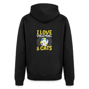 Ich liebe Volleyball und Katzen Kitty Workout - Unisex Premium Bio Zip Hoodie - Schwarz - Hinten - Nico (187cm)