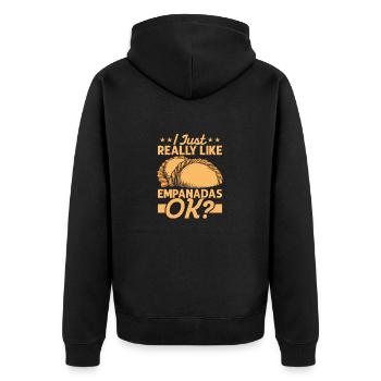 I Just Really Like Empanadas, ok? Food Dessert Lat - Unisex Premium Bio Zip Hoodie - Schwarz - Hinten - Nico (187cm)