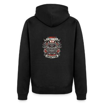 Sons with Arthritis Ibuprofen Chapter Motorcycle Bike - Unisex Premium Organic Zip Hoodie - black - Back - Nico (187cm)