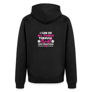 Doing all things through Christ Philippians 4:13 - Unisex Premium Organic Zip Hoodie - black - Back - Nico (187cm)