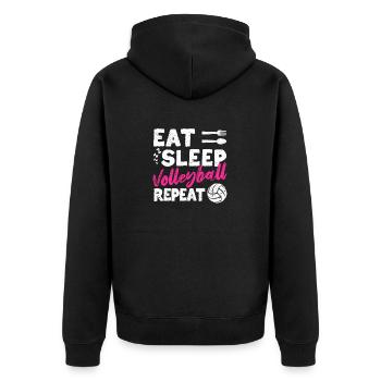 Manger dormir Volleyball Répéter des sports d’équipe amusants - Veste à capuche bio Premium Unisexe - noir - Dos - Nico (187cm)