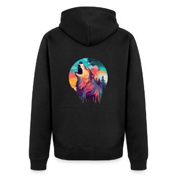 Loup sauvage hurlant sur la Lune - Veste à capuche bio Premium Unisexe - noir - Dos - Nico (187cm)